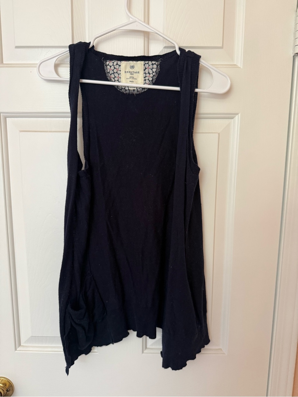 Heritage Black Sleeveless Open Front Knit Layering Vest